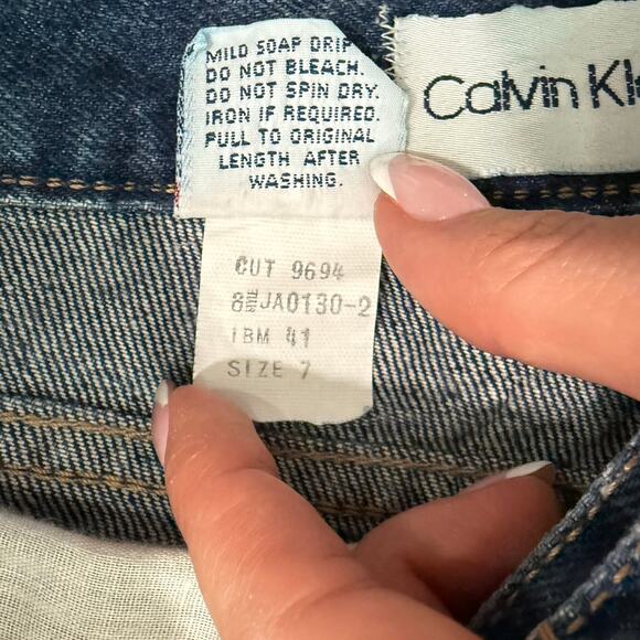 Vintage 90s Calvin Klein Dark Wash Blue High Rise Mom Jeans Tapered Leg Size 7 - Picture 5 of 10